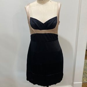 BCBG black and champagne two tone sleeveless cocktail dress size 8